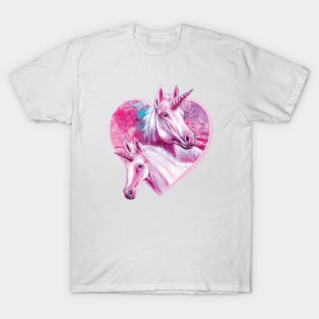 Unicorn mother and it's beautiful baby foal - Mother love T-Shirt by Cimbart
